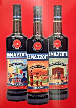 3 Flaschen Ramazzotti Amaro 30 % Vol. 0,7 l Limited Design Edition Kräuterlikör
