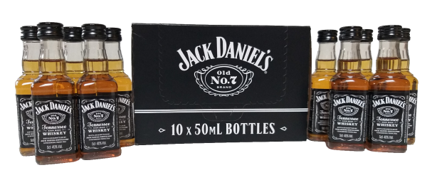 10 PET FLASCHEN 0,05 l Jack Daniels Old No.7 Mini 5cl Miniatur 40% Vol.