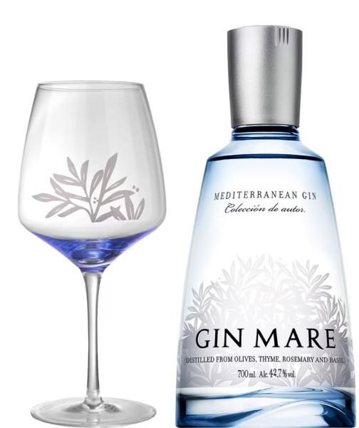 Gin Mare 42,7% Vol. 0,7 L + Original Gin Mare Ballon Glas + Keramik Untersetzer