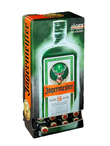 Jägermeister Kräuterlikör 35% Vol. 60 x 0,02 l - 20 ml Minis SHOTS TO GO Automat