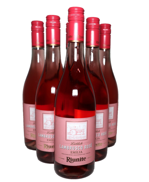 6 Flaschen Lambrusco Riunite Dell Emilia 8% 0,75 l lieblich rose Perlwein IGT